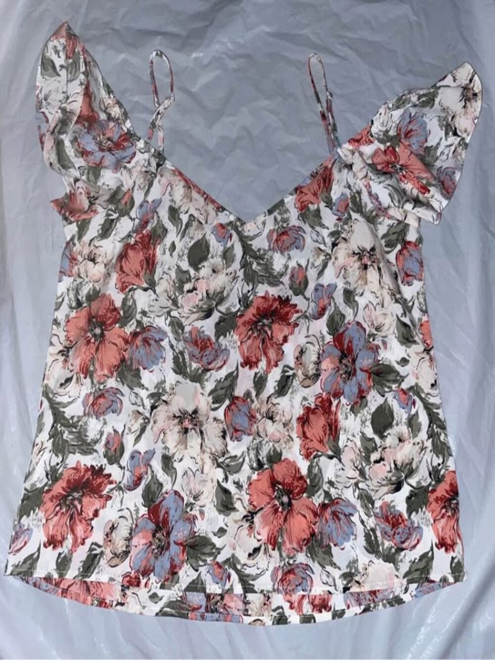 Floral Print Cold Shoulder Summer Blouse, size 12
